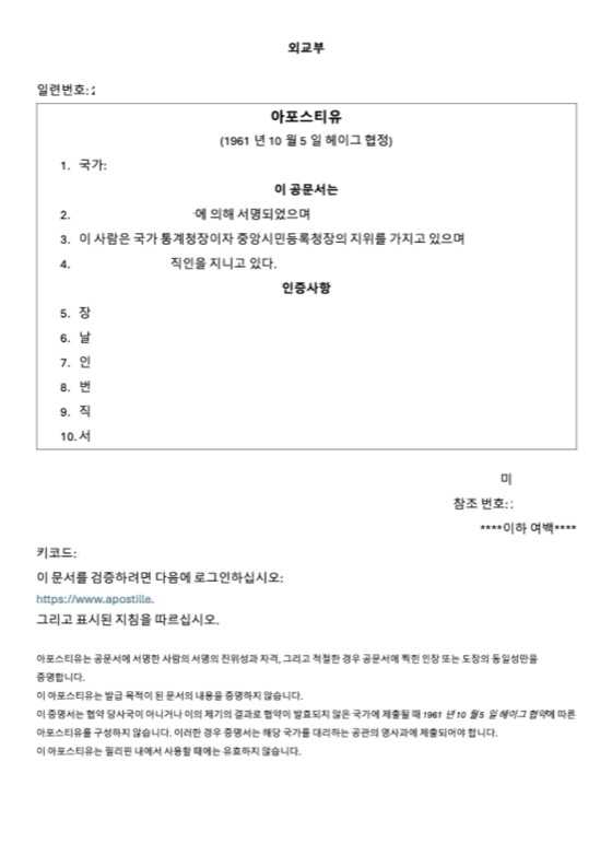 Certified Korean translation of a Philippine apostille certificate