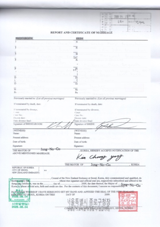 Certificate of Marriage Report, continued